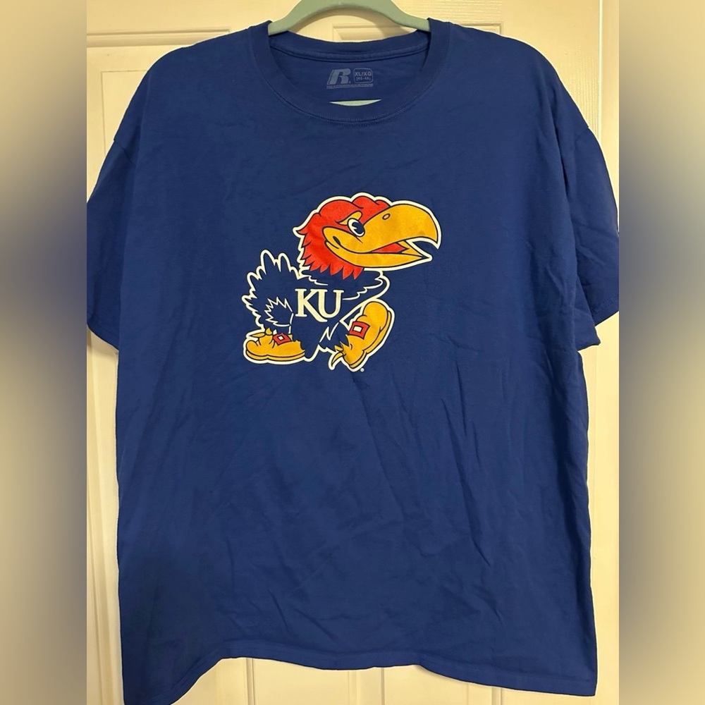 Russell Athletic Blue Tee with Jayhawk Graphic Men’s size XL NWOT